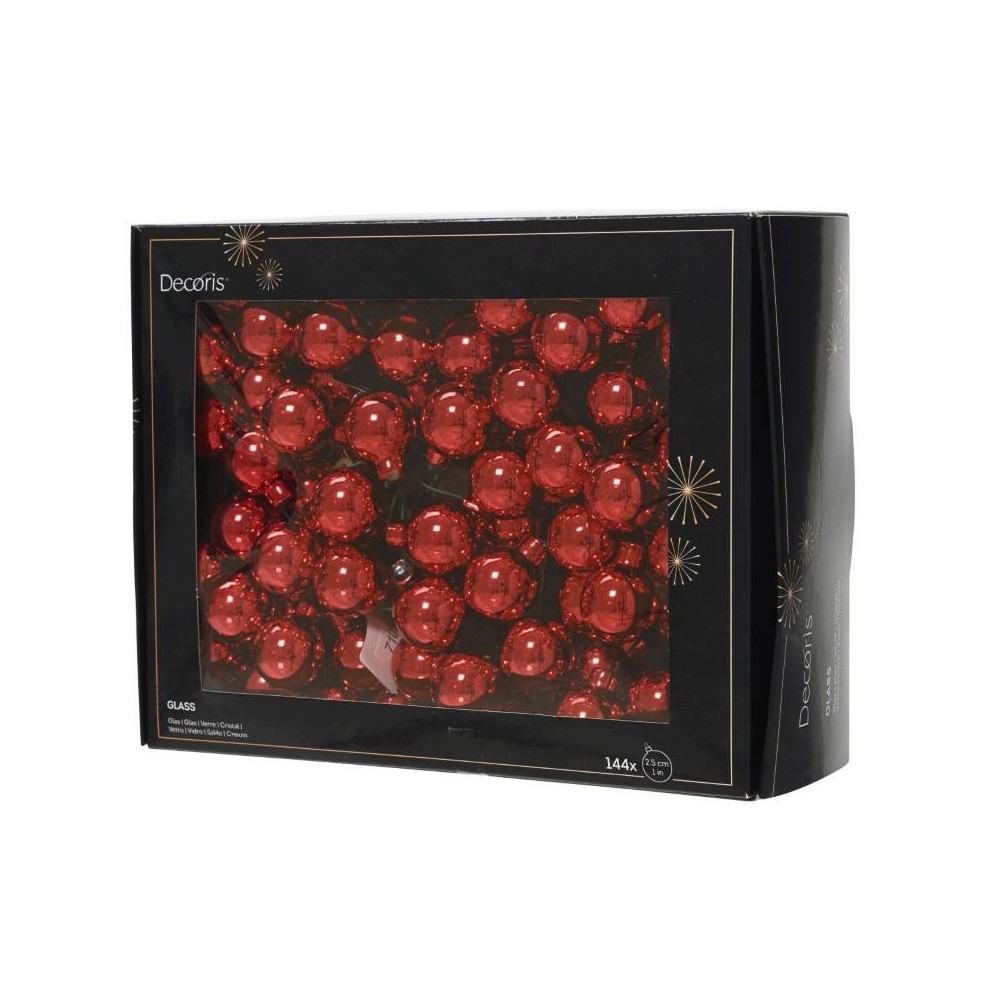 BOX 144 MINI SFERE VETRO ROSSO D.2.5